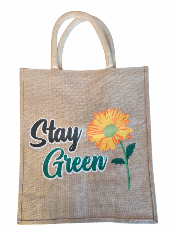 Stay Green Laminated Jute Tote
